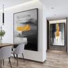 Black and White Yellow Abstract Oil Painting Printed On Canvas Gold Foil Modern Posters and Prints for Living Room Porch Decor