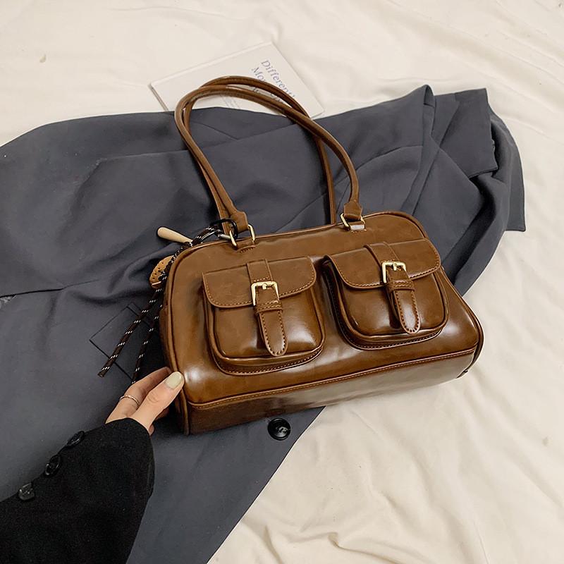 Ielgy Pillow Bag Retro Boston Bag Commuter Portable Shoulder Bag