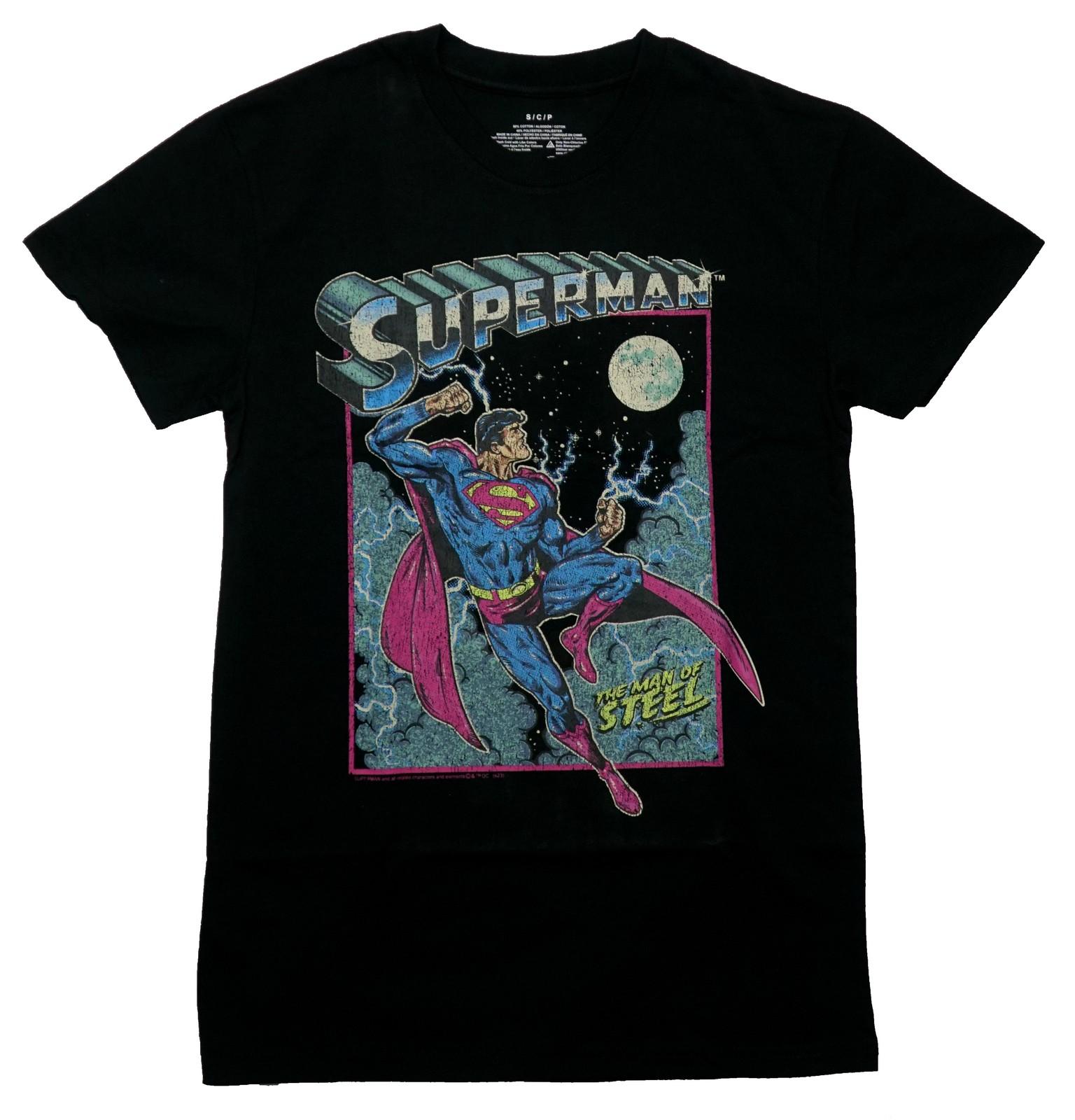 Super-Man New Adult T-Shirt- Man of Steel Flying In Night Sky M