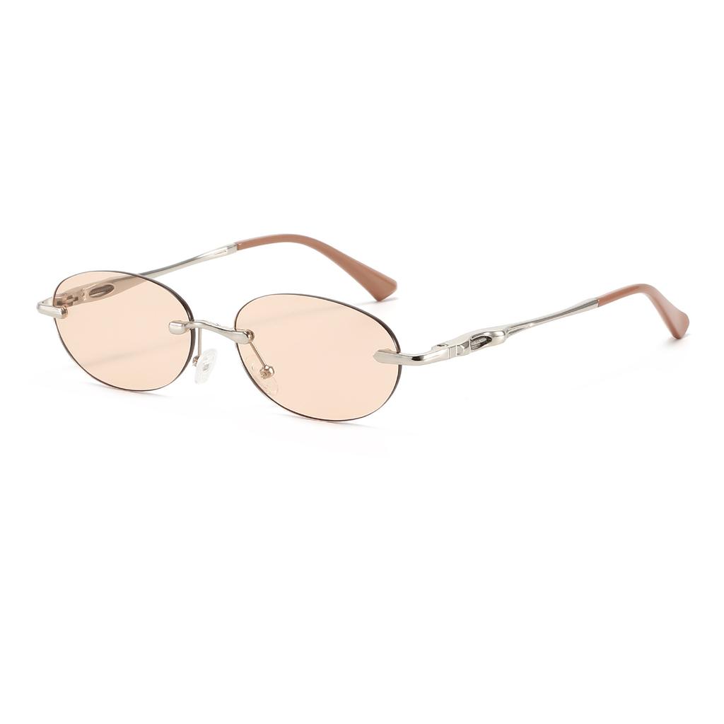 Frameless Cut-Edge Sunglasses, Trendy Metal Spring-Clip Women's Sunglasses