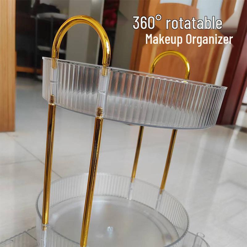 Transparent Rotating Cosmetic Storage Rack for Bathroom & Dressing Table