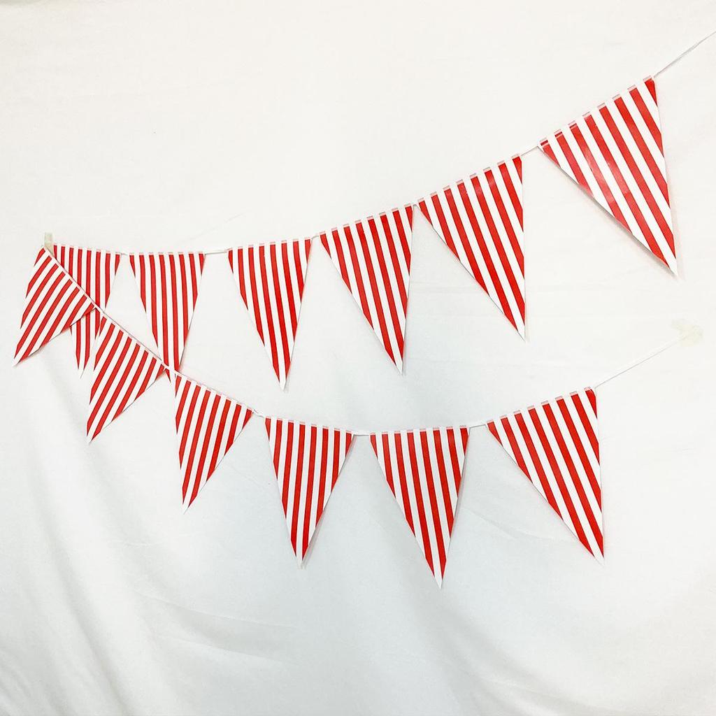 Red & White Striped Pennant Banner for Parties & Weddings