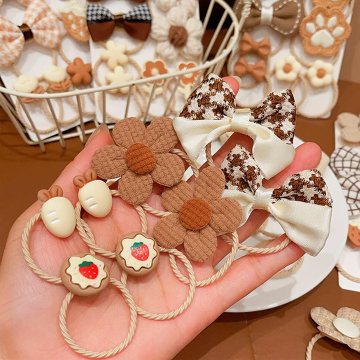 

FZBNSRKO 40 Pcs Baby Elastic Hair Ties,Lovely Girls Hair Ties Elastic with Flowers/Bows/Cartoon Hair Rubber Bands Toddler Hair Ties Ponytail Holders