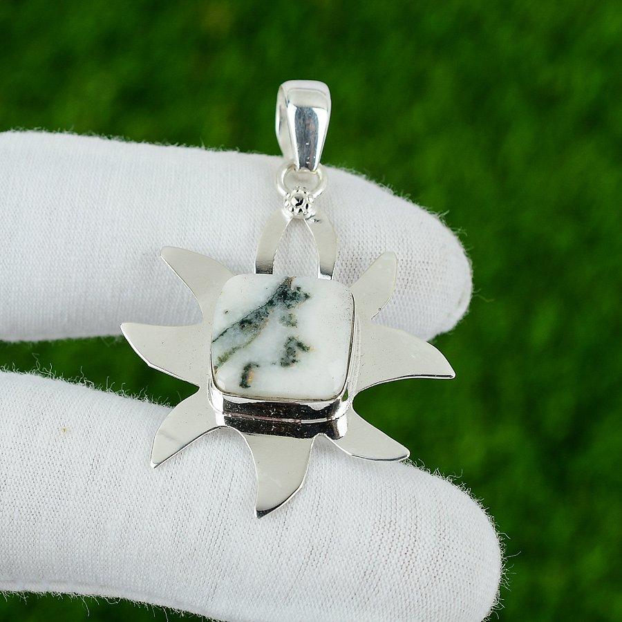 

Cushion Tree Agate Stone Handmade Mother Unique Pendant Jewelry Sterling Silver