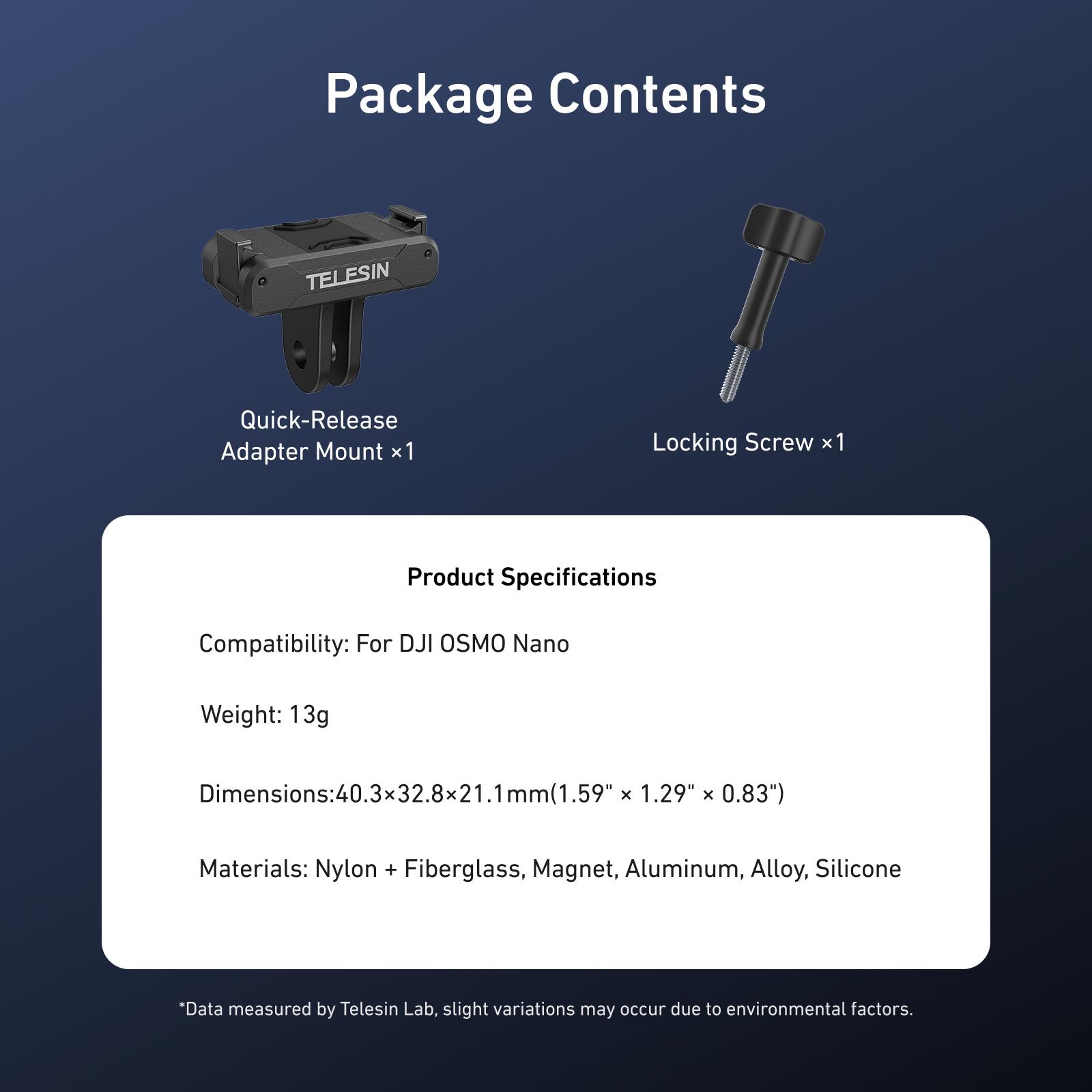 

TELESIN Magnetic Qucik Release Two Claw Charging Adapter Mount For DJI OSMO Nano Accessories Dual Claw Interface Ordinary style