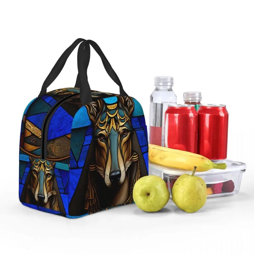 Ancient Glass God Anubis Of Egypt Insulated Lunch Bag for Women Children Portable Food Boxes Thermal Lunch Box Tote