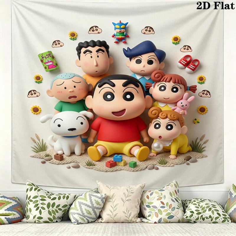 Crayon Shinchan Wall Tapestry Aesthetic Wall Hanging Printed Fabric Blanket Decorative Tapestries For Bedroom Living Room Home Decor
