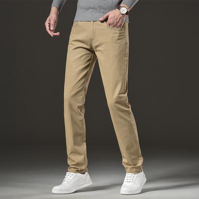 Spodnie męskie elastyczne, casualowe, męskie, jesienne, grube, wygodne, oddychające, męskie, w średnim wieku, wąskie, małe, proste spodnie