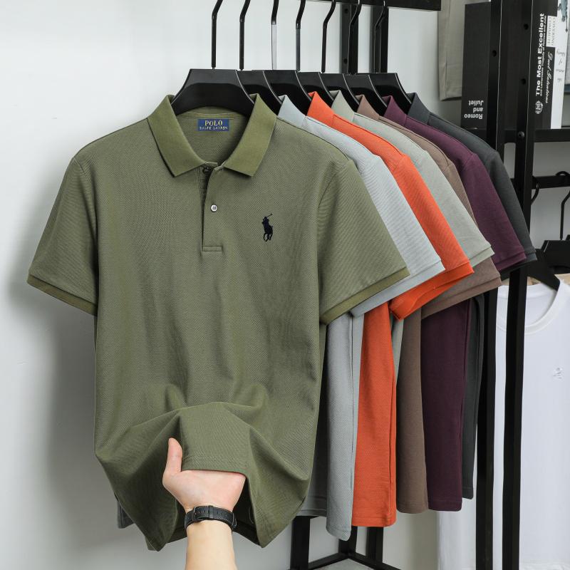 Polo Ralph Lauren Summer Men's New Black Pony Embroidered Solid Color Mercerized Cotton Loose Moisture Wicking and Quick Drying Casual Polo Shirt