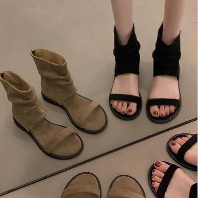 Suelas blandas no cansan, botines cortos frescos con cremallera trasera, sandalias romanas, botines frescos de estilo desierto veraniego