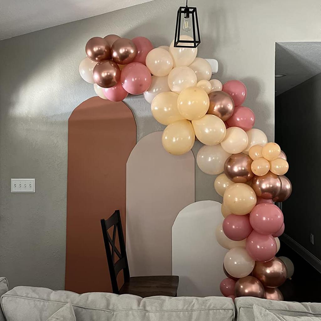 YSF 158Pcs Dusty Rose Light Pink Balloon Garland Kit Boho Arch with Retro Apricot Chrome Champagne Balloons for Valentines Day Decorations Baby