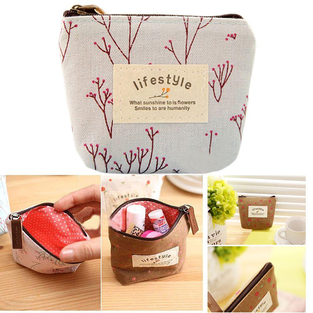 New Card Holder Change pouch Korean Style Coin Purses Floral Print Zipper Flower Canvas