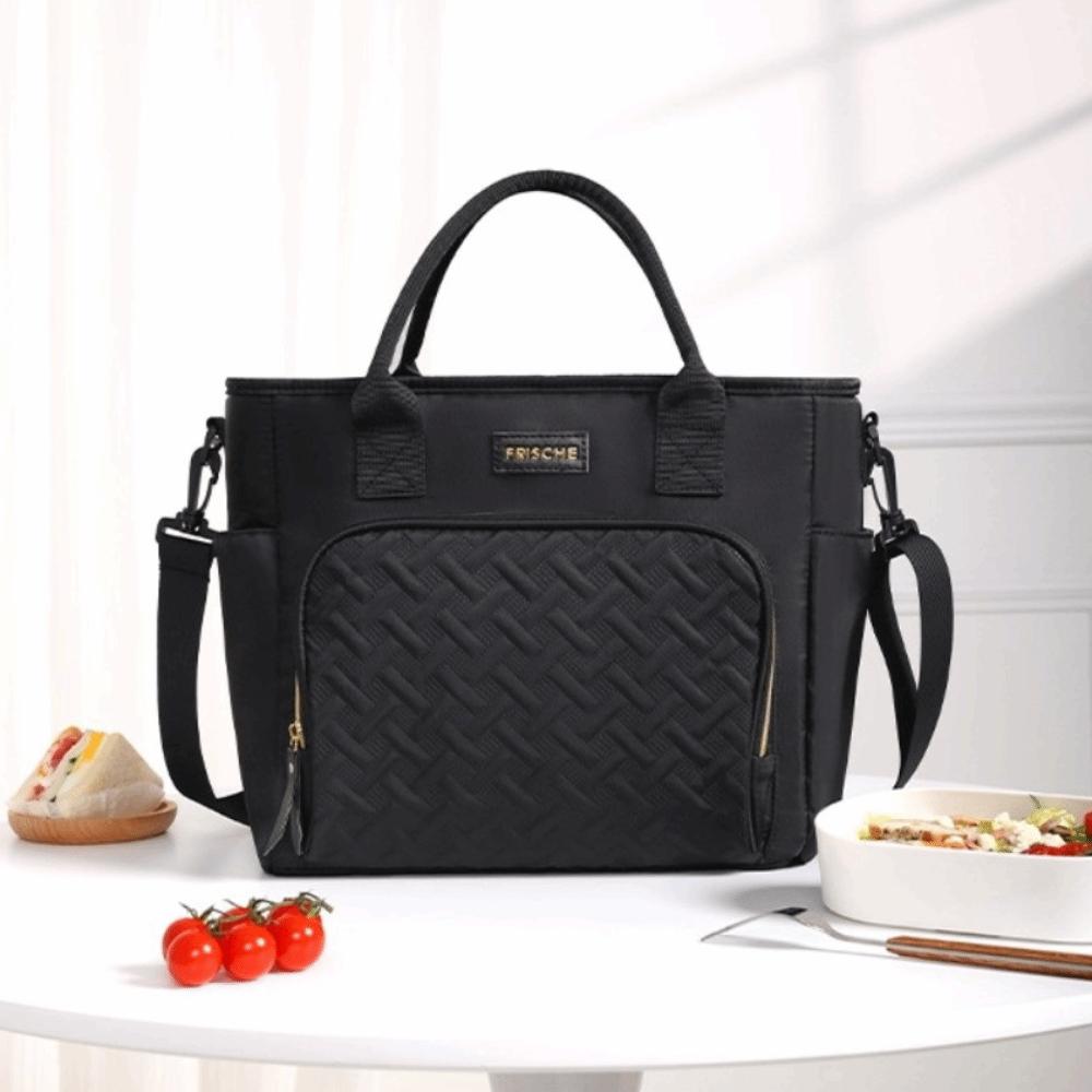 Portable Polyester Lunch Bag Waterproof Leakproof Insulated Cooler Bag Large Capacity Collapsible Lunch Pouch for School Work