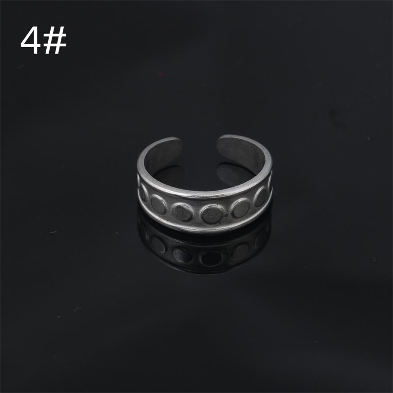 Adjustable Stainless Steel Round Pattern Ring for Men and Women - Simple Fashion Jewelry