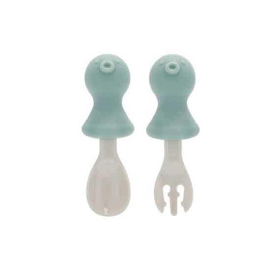 Edison Baby Octopus Self-Feeding Silicone Spoon & Fork Set with Case