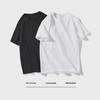Unisex 180g CVC Cotton Black & White Short-Sleeve T-Shirt, Loose Fit, American Style, Casual with Small Collar and Thick Material.