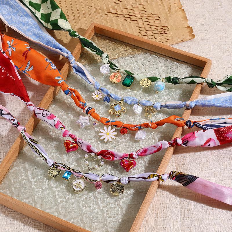 Summer  Scarf Necklace Colorful Stainless Steel Pendant Necklace Shell Fish Seahorse Love Pendant Jewelry
