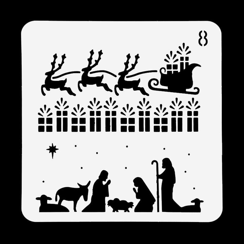 8 Stück/Set Weihnachts-Schablonen Wandmalerei Scrapbook Schablone Prägealbum Papierkarten Vorlagen DIY Geschenk Basteln Heimdekoration