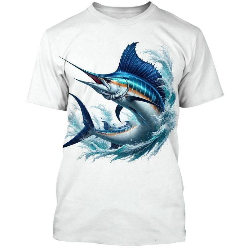 Koi Goldfish Pattern Summer Men's T-shirt Fun Fish 3D Printed Short Sleeved Top Fashionable Street Daily Casual Round Neck Pullover