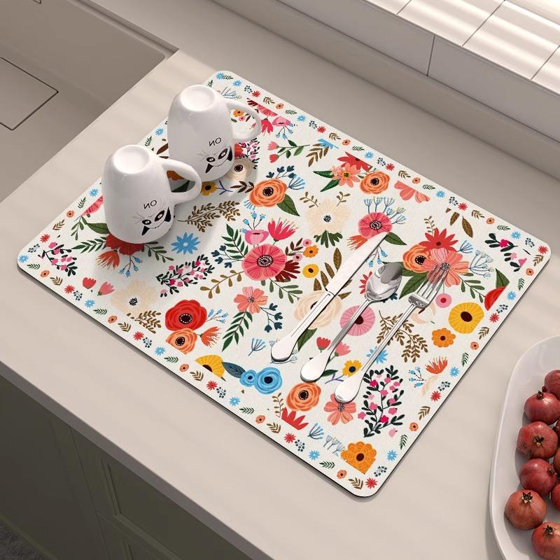 Amerikanische Küchenarbeitsplatten-Abtropfmatte Diatomeenerde-Absorption Schnelltrocknende Matte Nicht auswaschen Isolierung Spülbecken-Barmatte