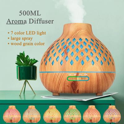 500ML Air Aroma Diffuser Air Humidifier Essential Oil Machine Wood Ultrasonic Air Humidifier Essential Oil Aromatherapy