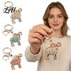 Golden Plated Animal Keyring Rhinestone Goat Keychain Shaped Metal Handbag Charm Pendant Handbags Backpack Decorative Accessories