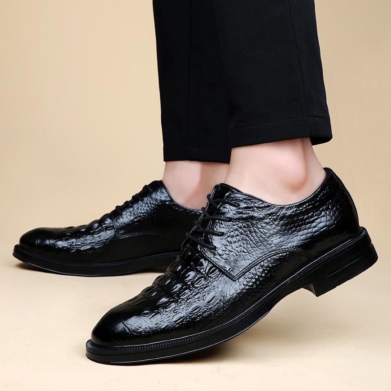 Модные универсальные мужские повседневные туфли с крокодиловым узором — фото 6
