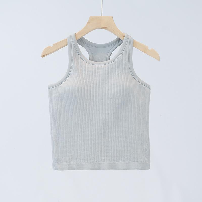 

Женский полосатый вязаный топ-майка с нагрудными вкладышами - Летняя фитнес-одежда для похудения Size 6 (110-120 lbs)