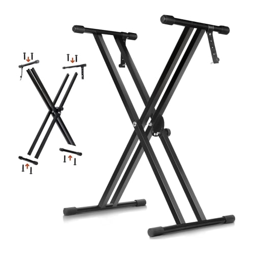 UYTON Keyboard Stand for Detachable Electronic Piano Keyboards (Height: 18.5-36.6 inches), Fits 54/61/73/76/88 Keys, Double Legs, Folds Up, Easy Assem
