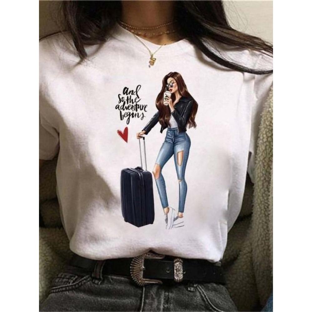 Maycaur Hot Sales Printed Female Tshirt Women Fashion Graphic Printed T-Shirt Harajuku Korean Style Short Sleeves Clothes Female