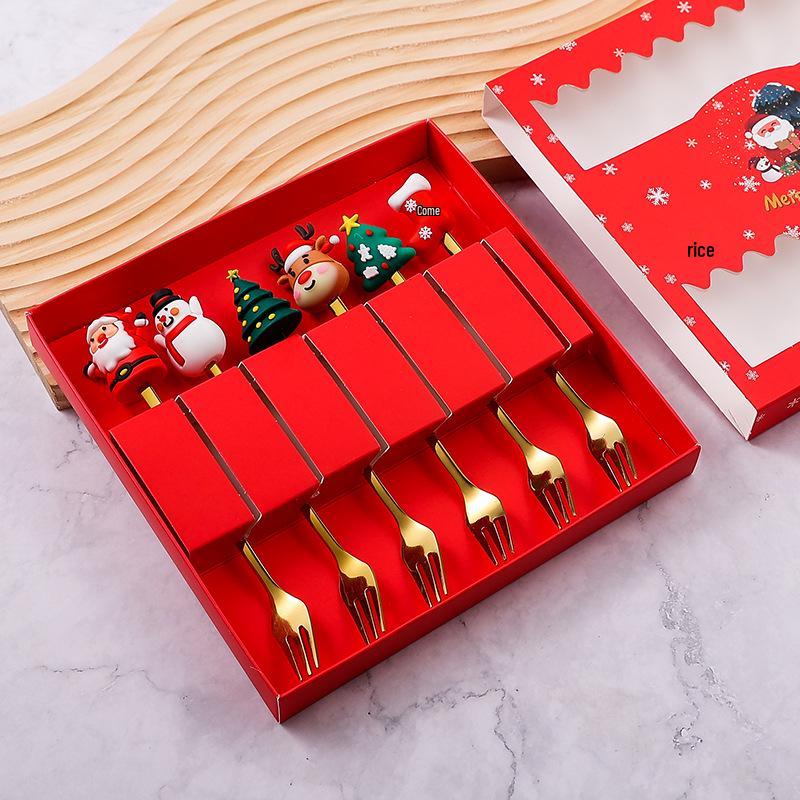 Stainless Steel Christmas Cutlery Set: Cute Spoon, Fork, and Stirring Spoon for Coffee & Fruit