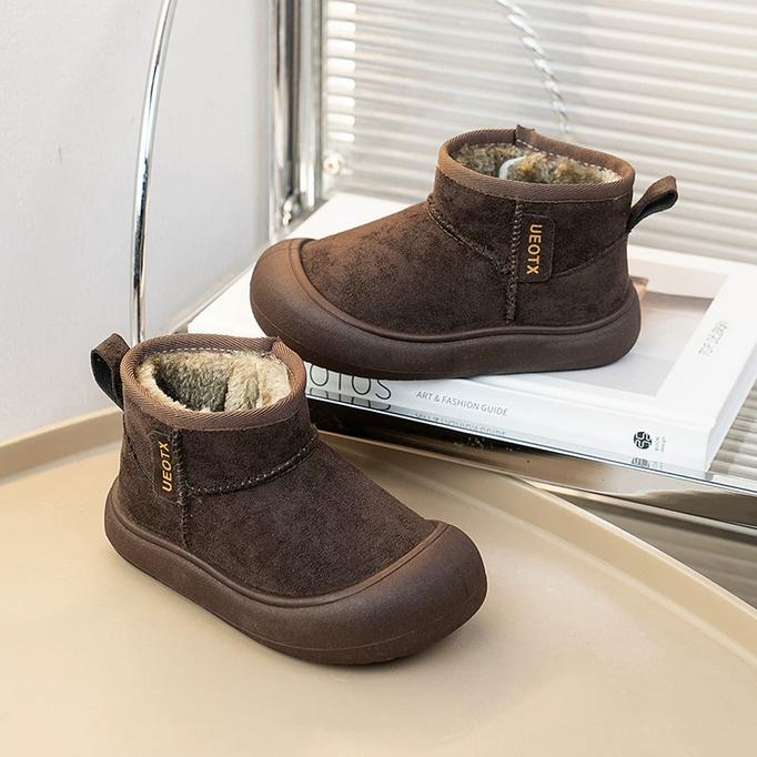 

est Winter Children Snow Suede Leather Boots Keep Warm Plush Teenage Boys Shoes Non-slip Baby Girls Boots 23 коричневый