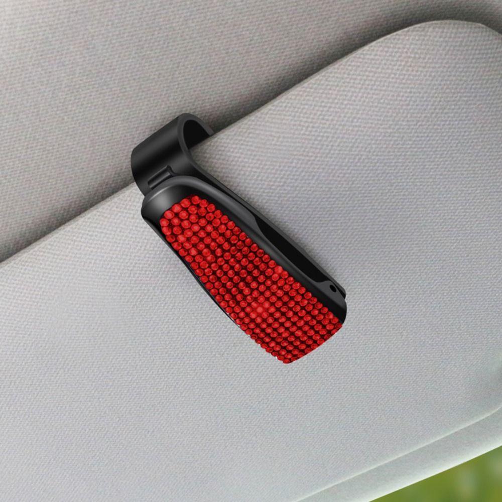 Crystal Sunglasses Clip Portable Sun Visor Mount Car Decoration Car Sunshade Glasses Case  Women