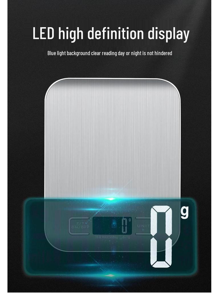Stainless Steel Electronic Kitchen Scale, 10kg Capacity - Ideal for Baking and Cooking