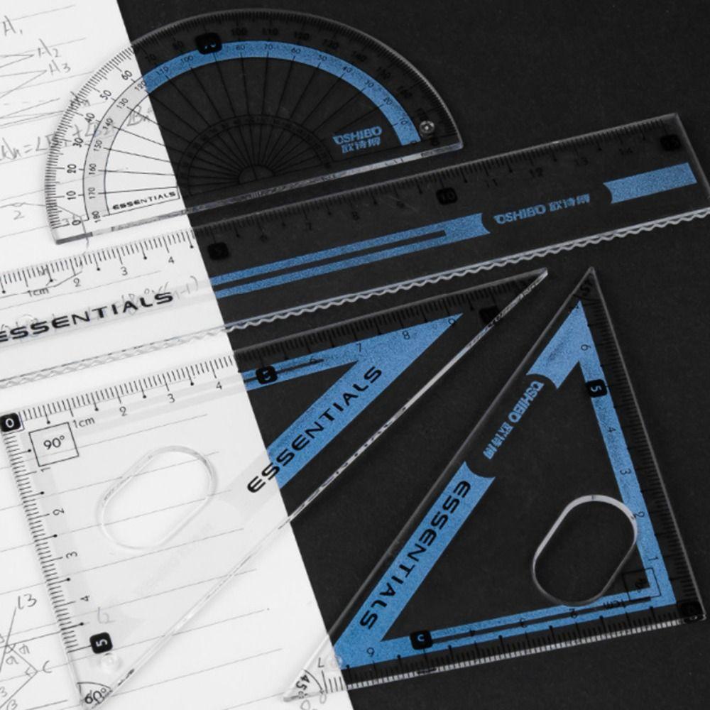 9PCS/Set Propelling Pencil Stationery Ruler Set Plastic Protractor Drawing Tool  Students