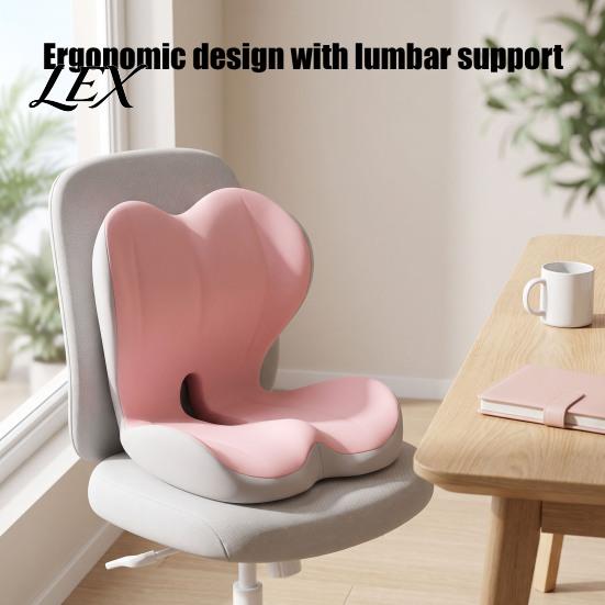 Supportive Cushion for Desk Chair Memory Foam Car Seat Cushion, Ergonomic Lumbar Support Back Pain, Coccyx Relief Non-Slip Office Pad with Breathable