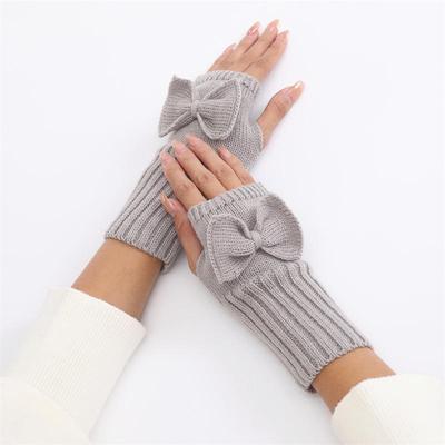 Halbfingerlose Handschuhe Damen Fäustling Winterwärmer Kawaii Ärmel Weich Mädchen Kleidung Winter Schleife Gestrickte Handschuhe Geschenk