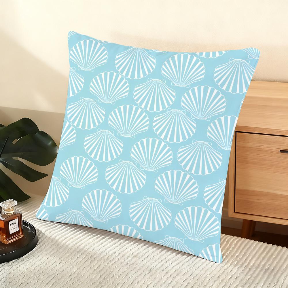 Seashell Pattern Cushion Cover Soft Short Plush Pillow Cover Smooth Cozy Texture Aesthetic Cushion Case Home Decor