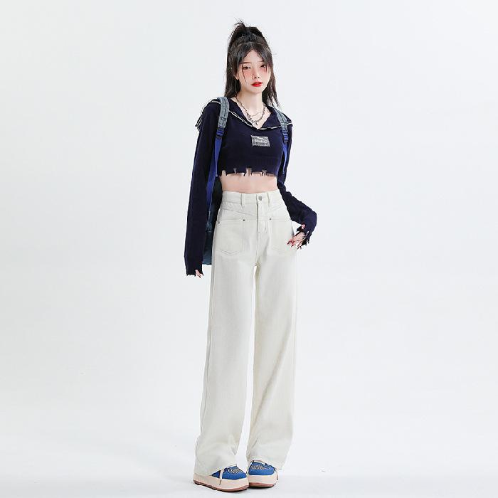 Jeans for Women In Autumn New Style Straight High Waist Loose Slim Floor Trousers for Women In Autumn
