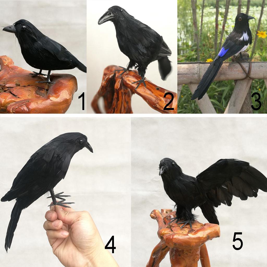 Vivid Artificial Decorative Birds Realistic Raven Bird Animal Home Garden Ornament Miniature Decoration