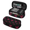 Pencil Case Organized Storage Strong Polyester Fabric Zipper Closure with Mesh Pocket Removable Divider and Pen Slots for Students
