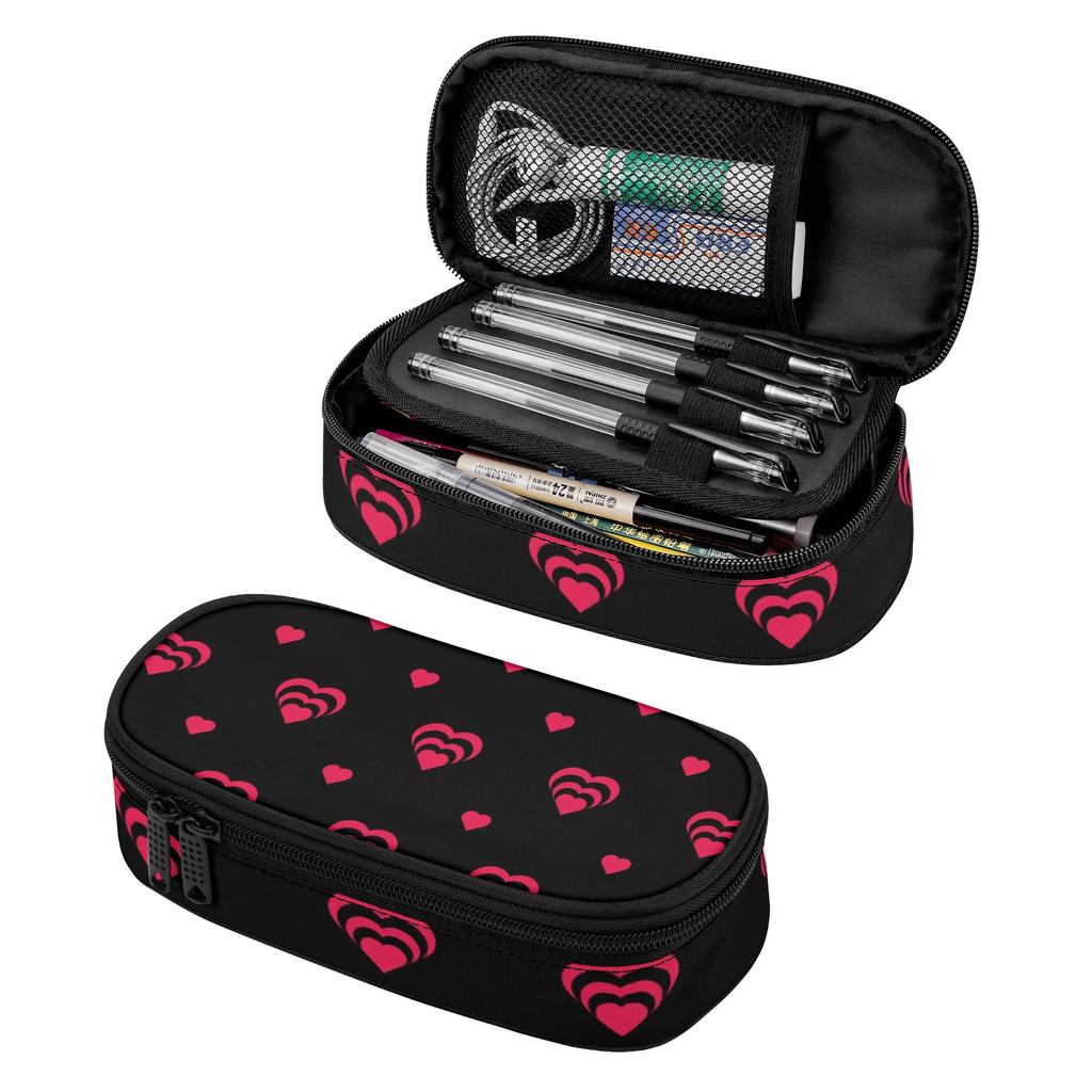 Pencil Case Organized Storage Strong Polyester Fabric Zipper Closure with Mesh Pocket Removable Divider and Pen Slots for Students