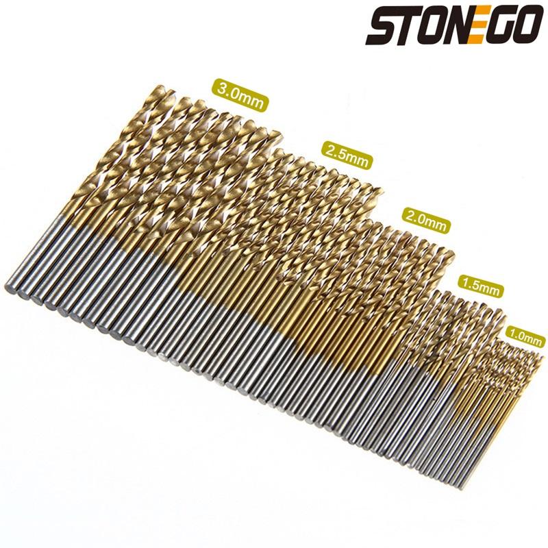 STONEGO 10/25/50ks HSS Ocel Kobalt Mini Vrtáky do kovu Sada Rovná Stopka Otvory Otvírák Power Vrtání Děrovací Nářadí