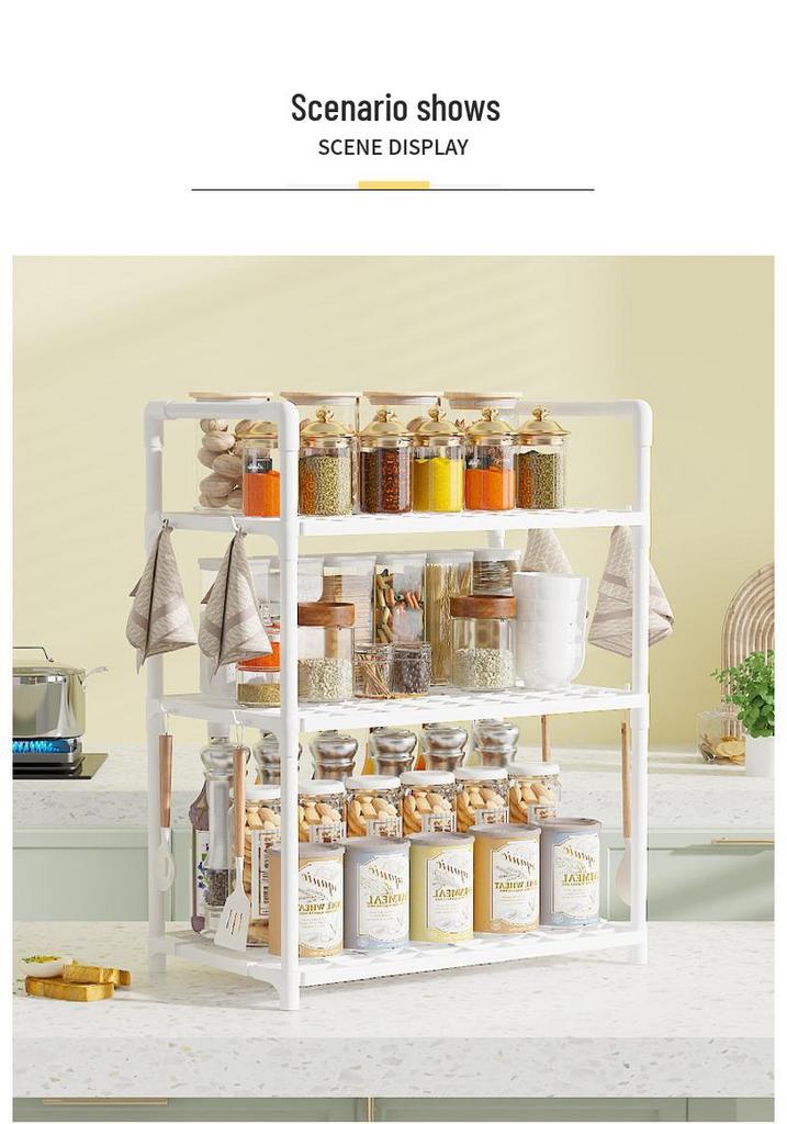 Multi-Layer Kitchen Storage Rack for Microwave and Pots