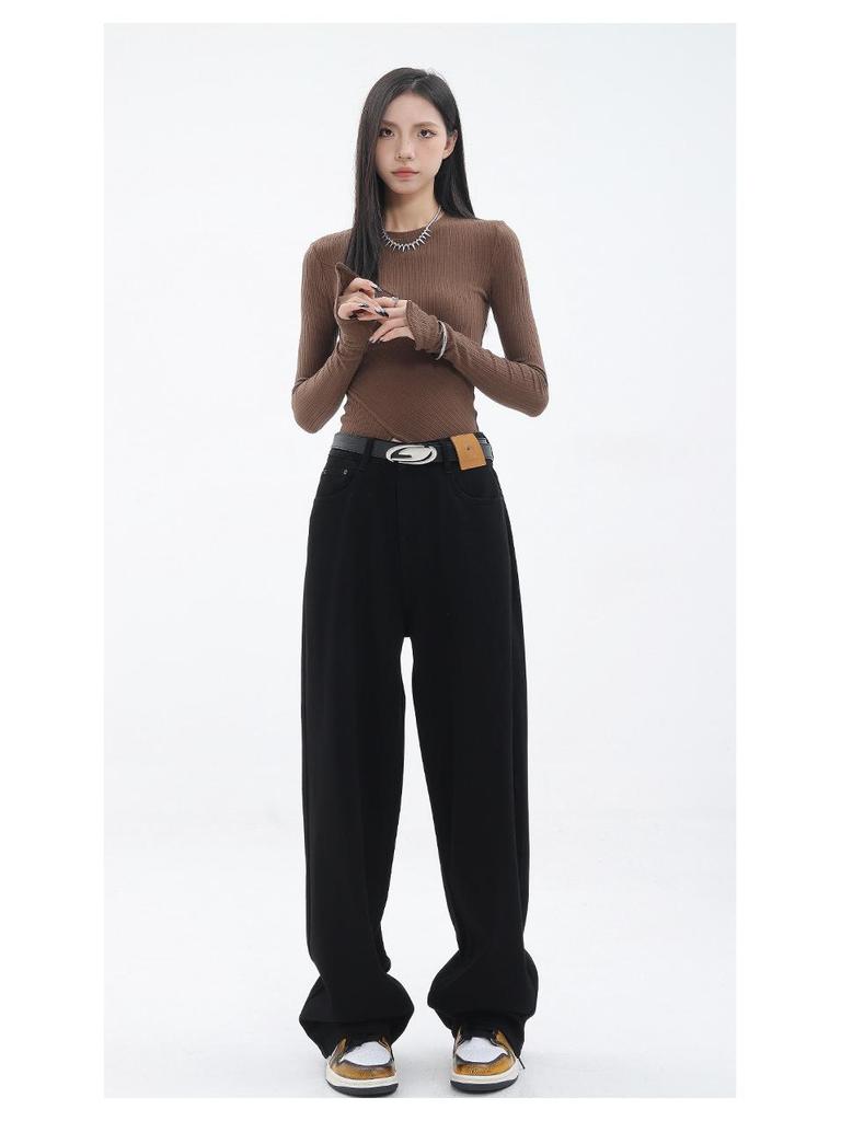 American Black Plus Size High Waist Wide Leg Jeans for Women