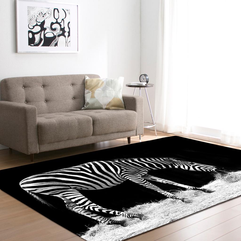 Zebra Horse Living Room Area Rug Home Decor Wild Animal Print Carpet Bedroom Rug for Boys Floor Mat Soft Kitchen Rug Doormat