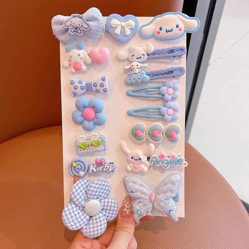 Pink 50-Piece Cute Hair Clip Set: Sweet Girly Japanese Cartoon Bangs Accessories
