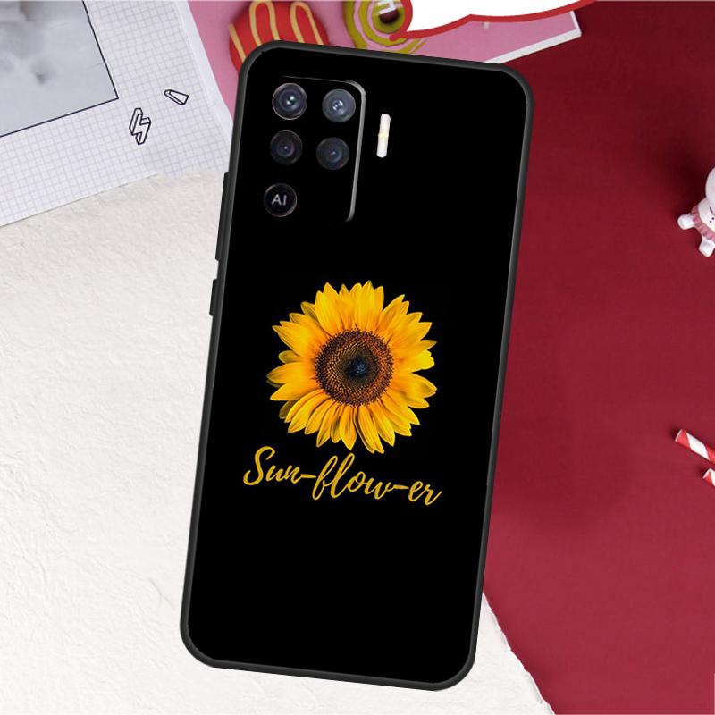Beauty Yellow Sunflower Case For Oppo A17 A57 A77 A74 A54 A94 A78 A98 A18 A60 A80 A40 A38 A58 A96 A76 A16 A15 A5 Pro