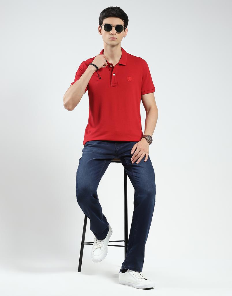 MONTE CARLO Men's Regular Fit Polo T-Shirt for Men's Red (Pack Of 1)