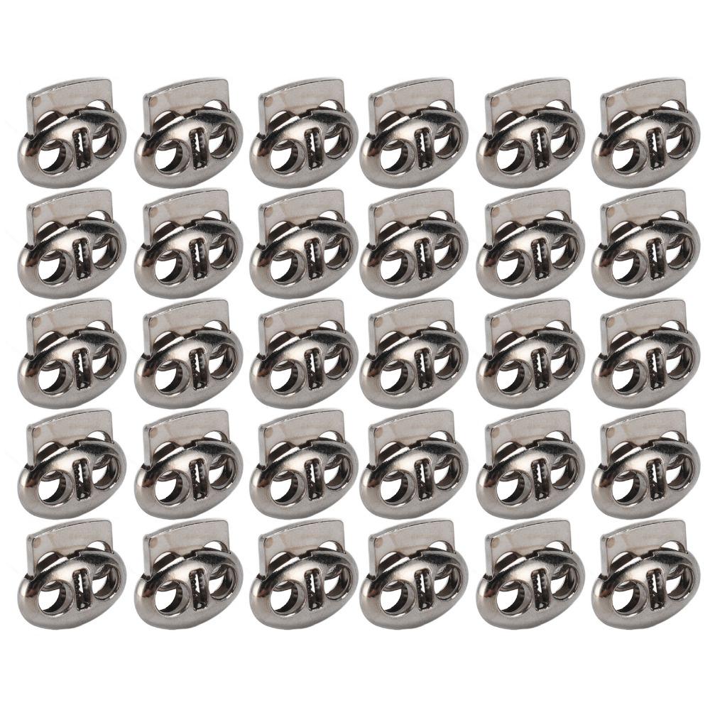 30pcs Bright Silver Spring End Toggles Heavy Duty Drawstring Fasteners  For Drawstrings